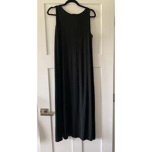 J. Jill Wearever Sleeveless Smocked Back Maxi Long Black Dress Size Medium